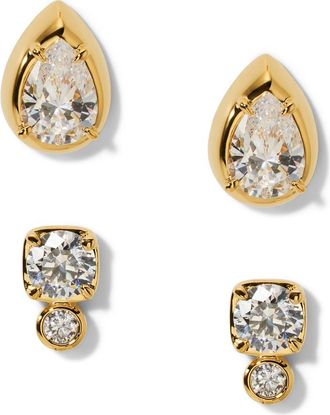 Nadri Delancey Set of 2 Assorted Stud Earrings in Gold at Nordstrom