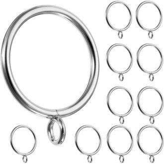 OEM Juego De 50 Anillas Para Cortinas De 38 Mm - Ganchos Met&aacute;licos Para Barras De Hasta 35 Mm De Di&aacute;metro - Plateado - Crezuo