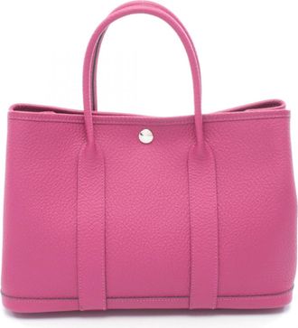 Herm&egrave;s Pink Rose Purple Country Leather Leather Handbag Tote Bag (Pre-Owned)