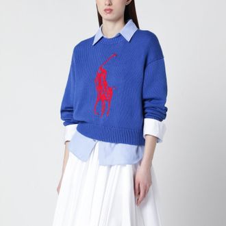 Polo Ralph Lauren Purplish blue sweater with logo intarsia