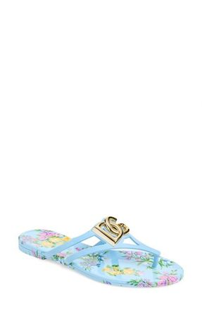 Dolce & Gabbana Logo Flip Flop in Fiorellini F.celeste at Nordstrom, Size 11Us