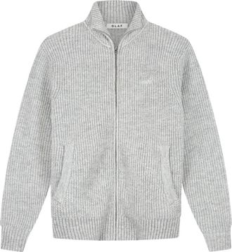 Olaf Hussein Signature Zip Knitted - Heren - Vesten - Grijs - L - Katoen - Truien & Vesten