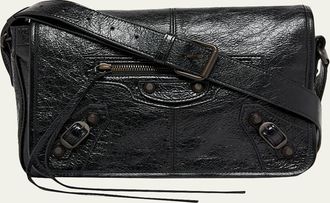 Balenciaga Mens Le City Flap Messenger Bag in Arena Lambskin