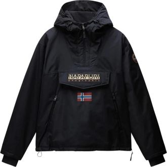 Napapijri Zwarte Rainforest Anorak met Dubbele Rits - Heren - Regenjassen - Zwart - M - Polyester - Jassen