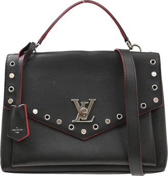Louis Vuitton Mylockme Studded Leather Black Leather Handbag (Pre-Owned)