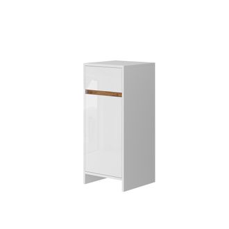 Vicco Mueble Midi Detmold, Blanco Brillo Intenso/roble Dorado, 35 X 82 Cm Con Puerta Y Caj&oacute;n