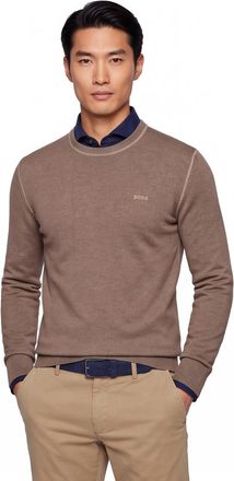 HUGO BOSS Boss Orange Estafo Trui Bruin wol gem&ecirc;leerd