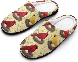 Generic Beautiful Cardinal Birds Mens Slippers Comfortable And Non-slip Cotton Slipper Shoe for House