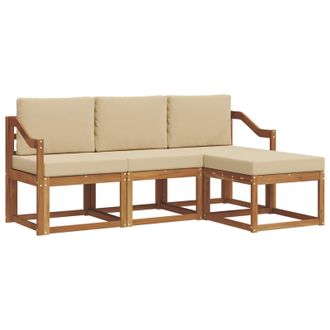 vidaXL Conjunto De Sof&aacute;s De Exterior Con Coj&iacute;n 4 Pcs Natural Y Beige Vidaxl