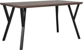Beliani Beliani - Industrial Dining Room Table 140 x 80 cm Metal Base Flared Legs Dark Wood Bravo