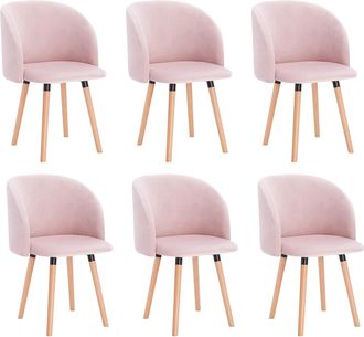 Woltu Woltu - Juego De 6 Sillas De Comedor Y Cocina, Asiento De Terciopelo Y Patas De Madera Maciza, Color Gris
