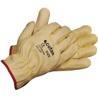 cofan Blister G. Vacuno Amarillo T-9 Caja 12 Unid., Guantes De Piel Vacuno Amarillo Une-en 20388 De Calidad Est&aacute;ndar. Tienen El Pulgar Plano Y Un Ribeteado 