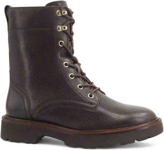 Geox Norize Enkellaarsjes - Dames - Veterlaarzen - Bruin - 36 EU - Leer - Schoenen