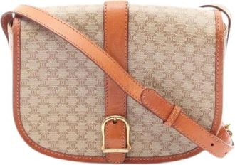 Celine Pre-owned Triomphe Coated Canvas Leather Shoulder Bag - Dames - Vintage Schoudertas - Beige - ONE Size - Leer - Vintage