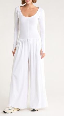 Free People FP Movement Hot Shot Wide Leg Long Sleeve Jumpsuit in White at Nordstrom Rack, Size X-Small