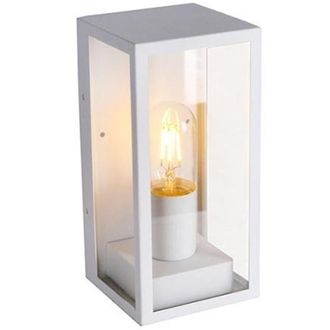 Trade Shop Trade Shop Traesio - Trade Shop - Porta Lampada Esterno Vetro Vt8517 Bianco Matto E27 Ip44 Retro Illuminazione
