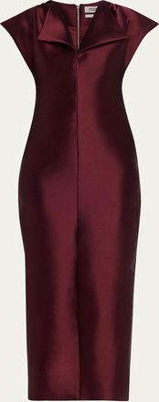 Christopher John Rogers Peel Cap-Sleeve Sheath Midi Dress