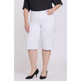 NYDJ Kristie 80s Raw Hem Denim Bermuda Shorts in Optic White at Nordstrom, Size 22W