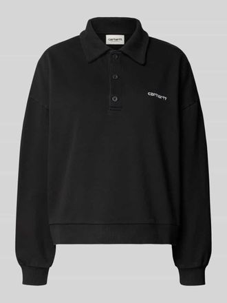 Carhartt Work in Progress Sweatshirt mit Polokragen und Label-Stitching Modell Brenta in Black, Gr&ouml;&szlig;e XS
