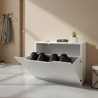 Dmora Estante De Zapatos De Polipropileno De Efecto De Rat&aacute;n Con 1 Conjunto Modular De Inclinaci&oacute;n Dentro O Externo, 100% Made In Italy, 51x18h40 Cm, Color 