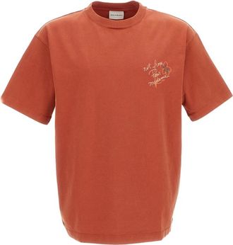 Dr&ocirc;le de Monsieur Slogan Classique T-Shirt - Heren - T-shirts - Bruin - S - Katoen - Tops