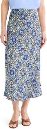 Nic+Zoe Filigree Tile Slip Skirt in Blue Multi at Nordstrom, Size Xx-Large