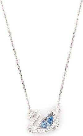 Swarovski crystal-embellished logo pendant chain - women - Metal - One Size - Silver