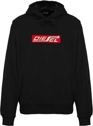 Diesel Unisex Adult Arrow Logo Hoodie (Black Caviar) - Black & Off-White Cotton - Size X-Large