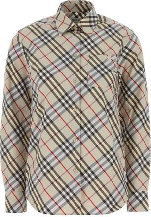 Burberry Check Print Long-Sleeved Poplin Shirt, Brand Size 10 ( US Size 8 )