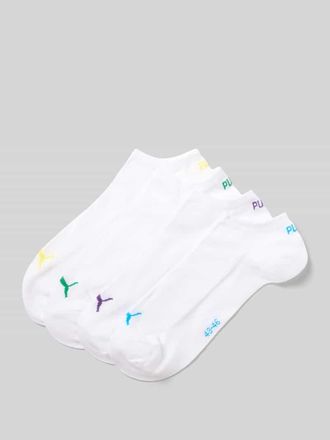 Puma Sneakersocken im 4er-Pack mit gerippten B&uuml;ndchen in Weiss, Gr&ouml;&szlig;e 39/42