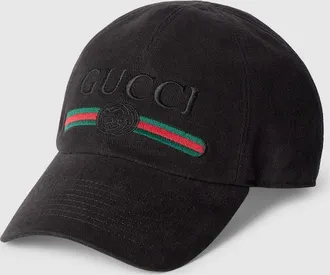 Gucci Cotton Baseball Hat With Embroidery, Size XXS, Black