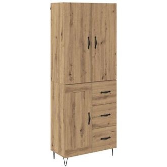 vidaXL Aparador Alto 2 Pcs Roble Artesanal Madera Tecnol&oacute;gica Y Vidrio Vidaxl