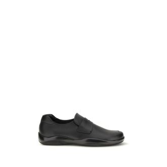 Prada Black Calf Leather Bos Taurus Slip-On Mens Loafers
