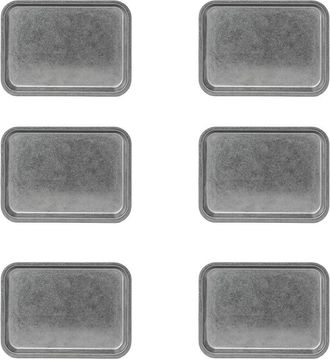 10 Strawberry Street Set of 6 Moab Stainless Steel Coupe Dinnerware: 7in x 10in Rectangular Plate