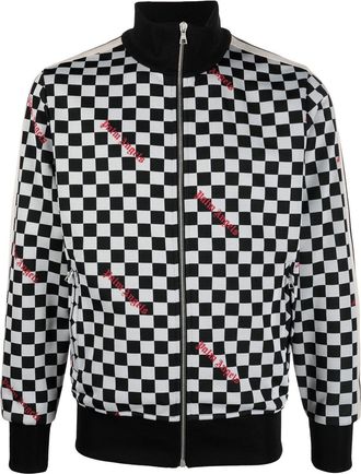 Palm Angels damier-print track jacket - men - Polyester/Polyester - L - Black