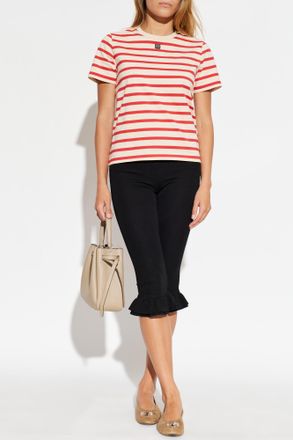 Tory Burch Striped Pattern T-shirt, Womens, Red