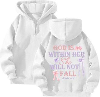 Generic Oversized Graphic Hoodie for Women Y2K Bow Graphic Jumpers Preppy Hooded Sweatshirt Cute Aesthetic Top