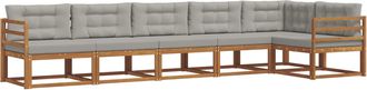vidaXL Conjunto De Sof&aacute;s De Exterior 6 Uds. Natural Y Gris Claro Vidaxl