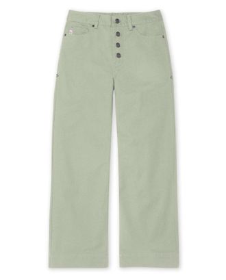 Stio | Womens Rivet Wide Leg Canvas Pant, Size 10 Regular in Sage Flats