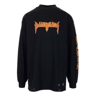 Balenciaga Metallica Long Sleeve T-shirt Black Orange 693949TMV881055
