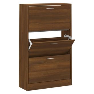 Berkfield Home Shoe Cabinet Brown Oak 63x24x103 cm Engineered Wood | Size: 63 x 24 x 103 cm