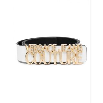 Versace Jeans Couture Leren riem met logoplaat - Dames - Accessoires - Wit - Maat: 100 CM Leer