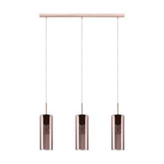 Loops Pendant Light Satin Nickel Shade Copper Coloured Glass Vaporized Bulb E27 3x15W