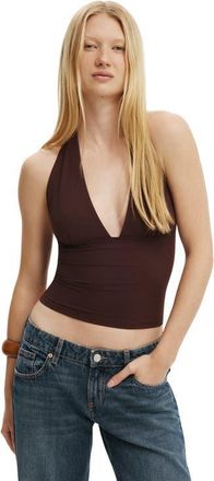 Cotton On Womens Hold Me Gathered Halter in Dark Oak at Nordstrom, Size Xxx-Small