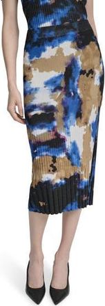 DKNY Print Rib Sweater Midi Skirt in Clouded Nine at Nordstrom Rack, Size Xx-Small