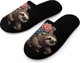 Generic Funny Sloth Turtle Snail Mens Slippers Warm Non-Slip Houes Shose Spa Slipper for Home Bedroom