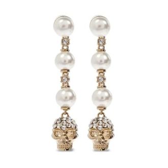 Alexander McQueen Oorbellen met parel- en kristalschedel - Dames - Oorbellen - Veelkleurig - ONE Size - Accessoires