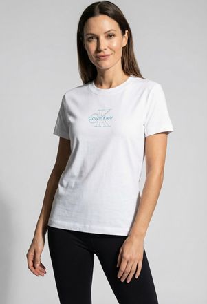 Calvin Klein Jeans T-Shirt CALVIN KLEIN JEANS SS CLASSIC FIT TEE, Damen, Gr. XXL (46), weiss (brilliant wei&szlig;), Single Jersey, Obermaterial: 100% Baumwolle, unifarben, re