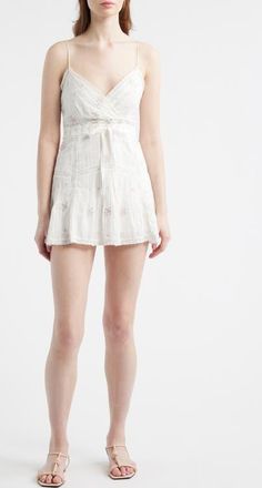LoveShackFancy Sibelle Lace Cotton Minidress in Sun Bleached Meadow at Nordstrom, Size 10