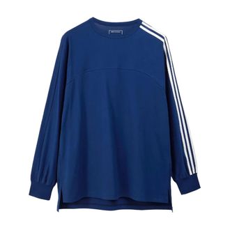 adidas 3-Stripes LS Tee Deep Blue - Heren - Sportshirts - Blauw - XL - Katoen - Fitness